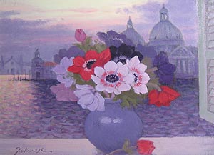 半額以下。奥西賀男 油絵 アネモネ 半額以下。奥西賀男 油絵 アネモネ