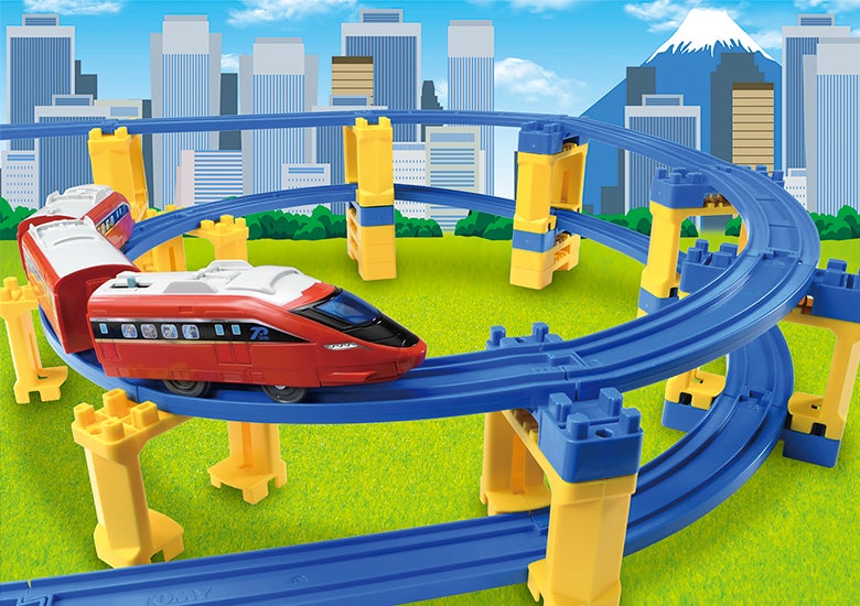 プラレール線路 複線4層高架レイアウト サウンド駅付き プラレール線路