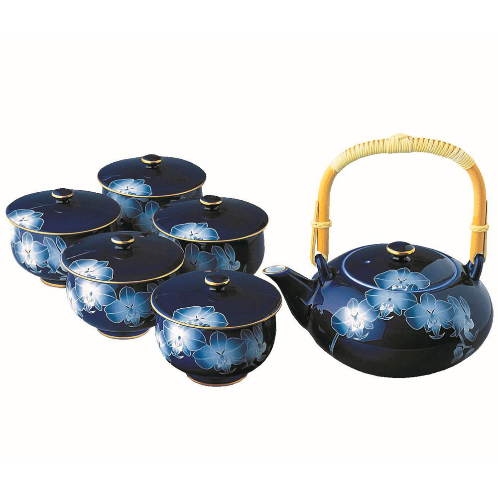 ルリ胡蝶蘭・茶器揃（土瓶1個、湯呑5客セット） | 商品詳細 | 高島屋