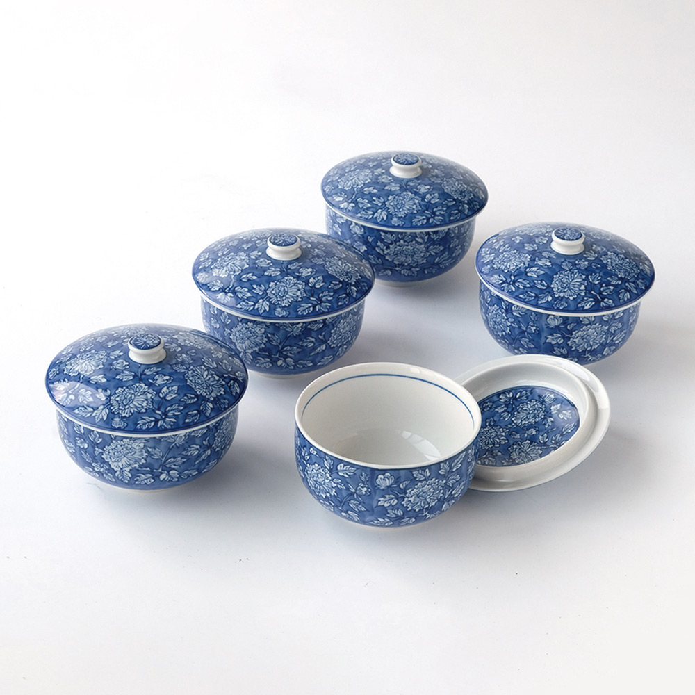 染牡丹 蓋付お茶呑茶碗（木箱入）〈5客〉 | 商品詳細 | 高島屋