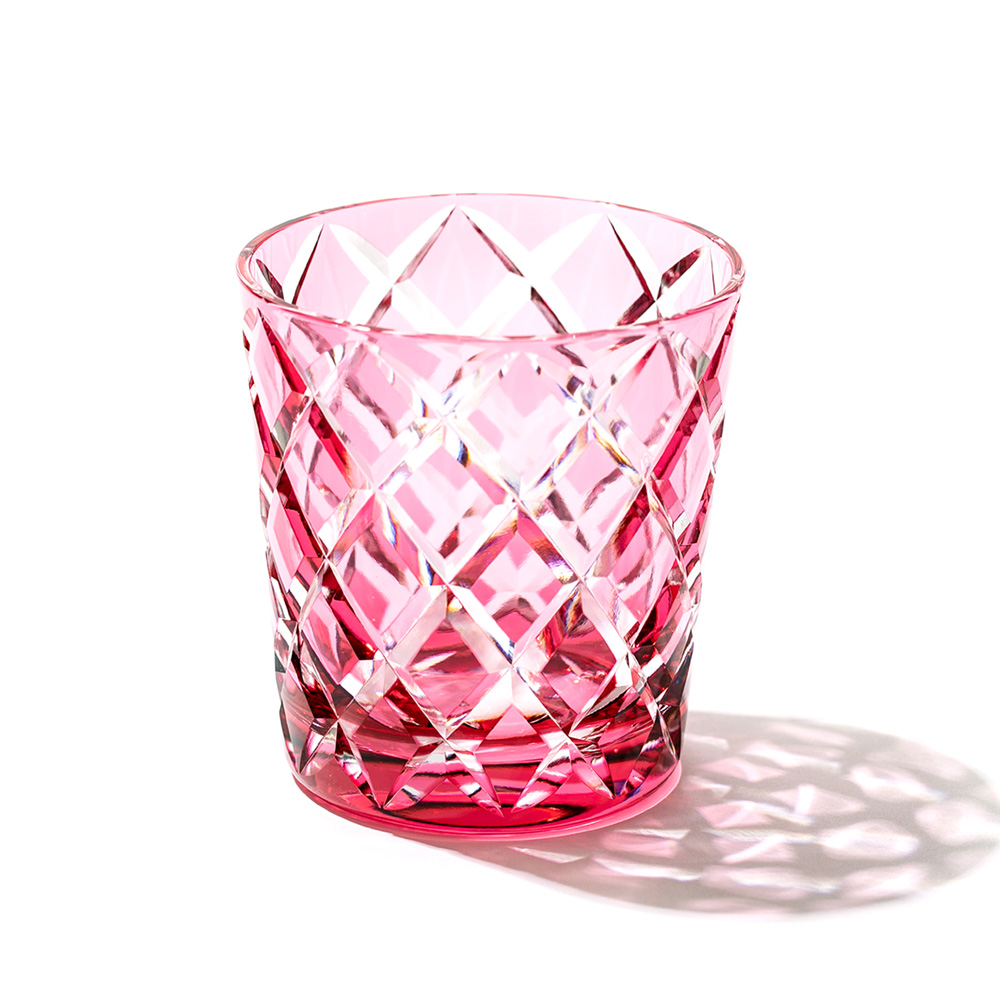 江戸切子 矢来紋 クリスタルオールドグラス 「金赤」 | 商品詳細