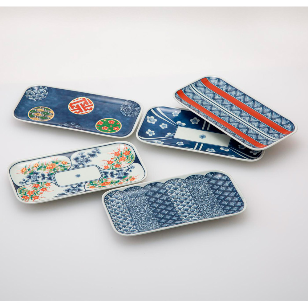 アンティーク 染錦 花紋 長皿 8客 MO70720 アンティーク 染錦 花紋 長