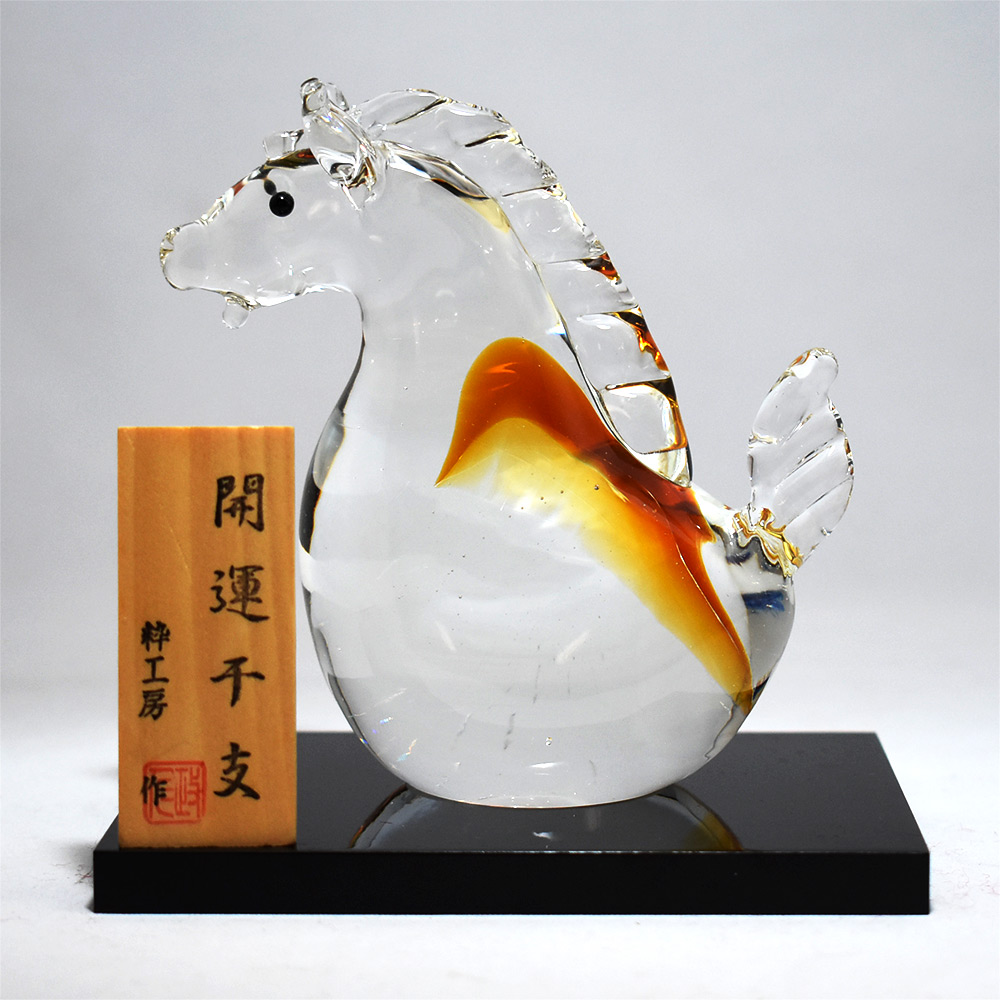 干支置物 午17 九谷焼6号 飛馬 交趾】紙箱 dentouhonpo_kti9298