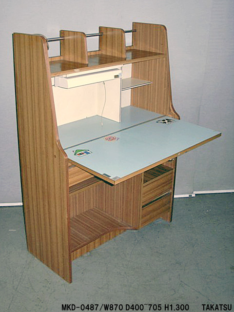 和製アンティーク】折り畳み式 勉強机 落合製作所 チューリップ透かし