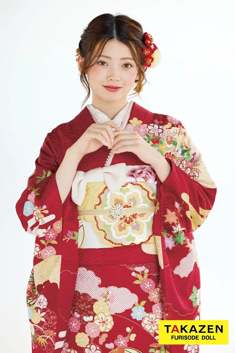 最高級古典柄振袖 滝泰/最高級金彩刺繍絞り友禅 黒/白/赤 牡丹柄