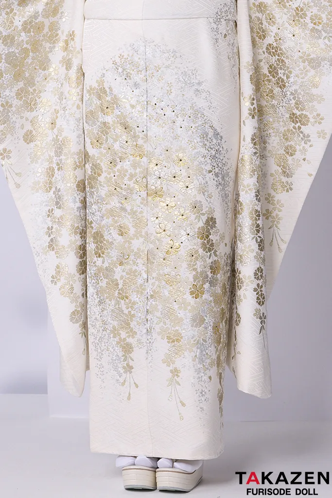 507z34☆振袖 セール中 高身長な方に 古典柄 金駒刺繍 毬 紺☆美品