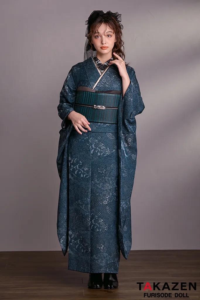 ヴィンテージスタイル エメラルドグリーン/青 無地 大人っぽい クール