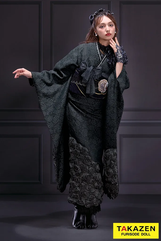 ヘップバーンローズ 黒 薔薇付き 立体花 ラグジュアリー 誰ともかぶら