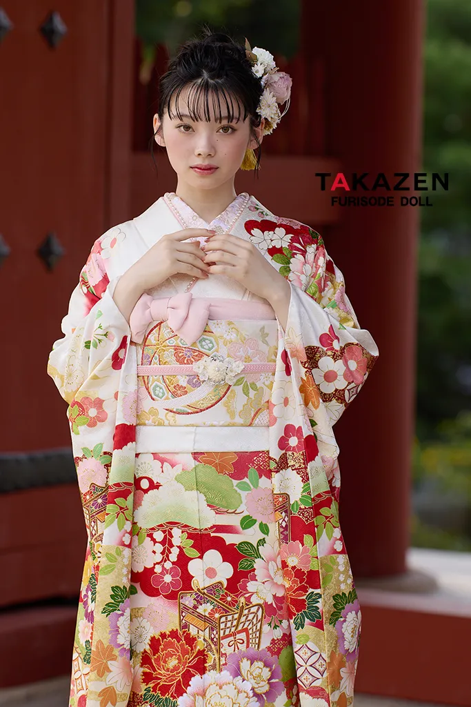 藤柄 銀彩 駒刺繍 振袖 正絹 紺青 身丈156 裄63 袖丈109 振袖 FINAL