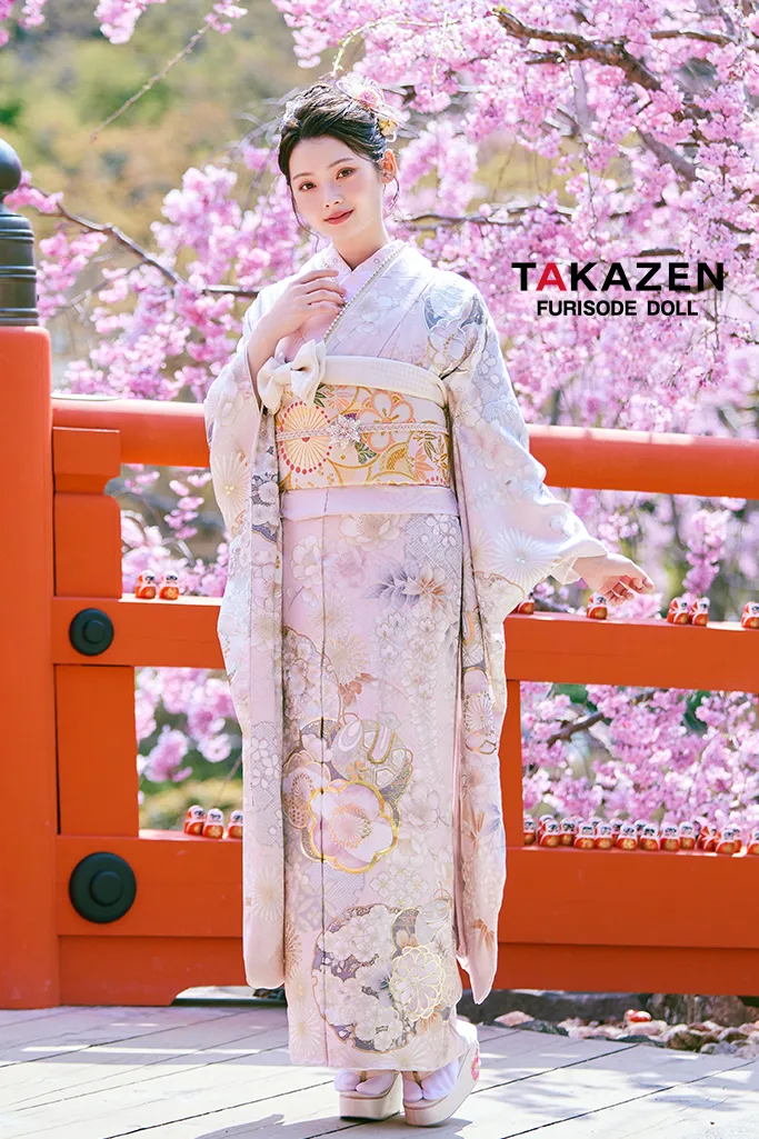 正統派古典 ピンク/淡い色 かわいい振袖 桜柄/打ち出の小槌 はんなり