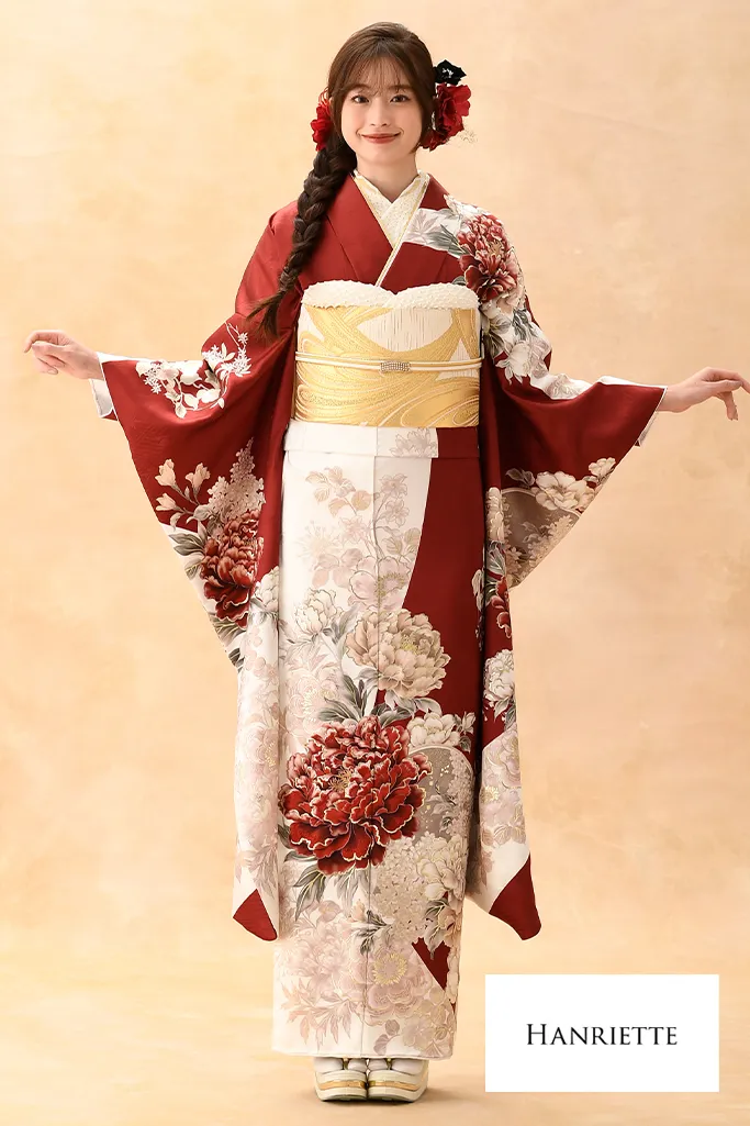 正統派古典柄振袖 吉澤織物/最高級金彩手描友禅 白/ピンク 菊柄/貝桶柄