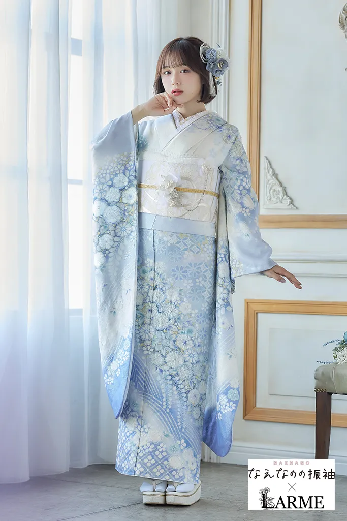 オーダー受付中❣️正絹本格お仕立てお振袖、撮影用お引き摺り大振り袖