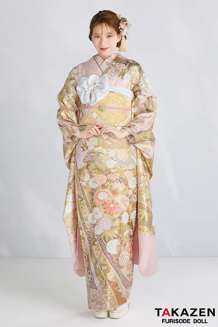 プレミアム古典 吉澤織物 『逸品』最高級染繍桶絞り友禅 白/オレンジ