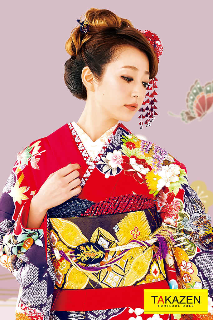 407z4☆振袖 総絞り 牡丹 扇 古典柄 成人式 結婚式☆状態良好