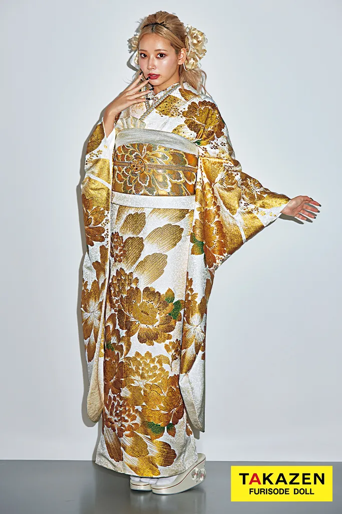 振袖 豪華 金駒 金彩 染め鹿子 ふくれ織 身丈165cm 撥水加工済 販売