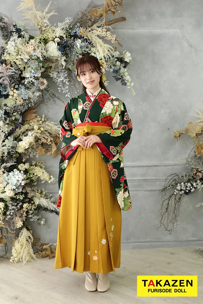 振袖 正絹 グリーン地 押し箔 素敵なデザイン k-6715 【公式通販】