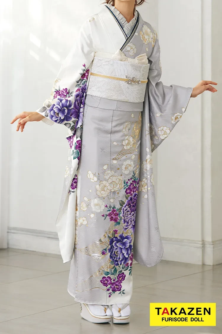 くすみカラー古典 グレー/白/紫/淡い色 ボタン柄 シンプル 大人っぽい