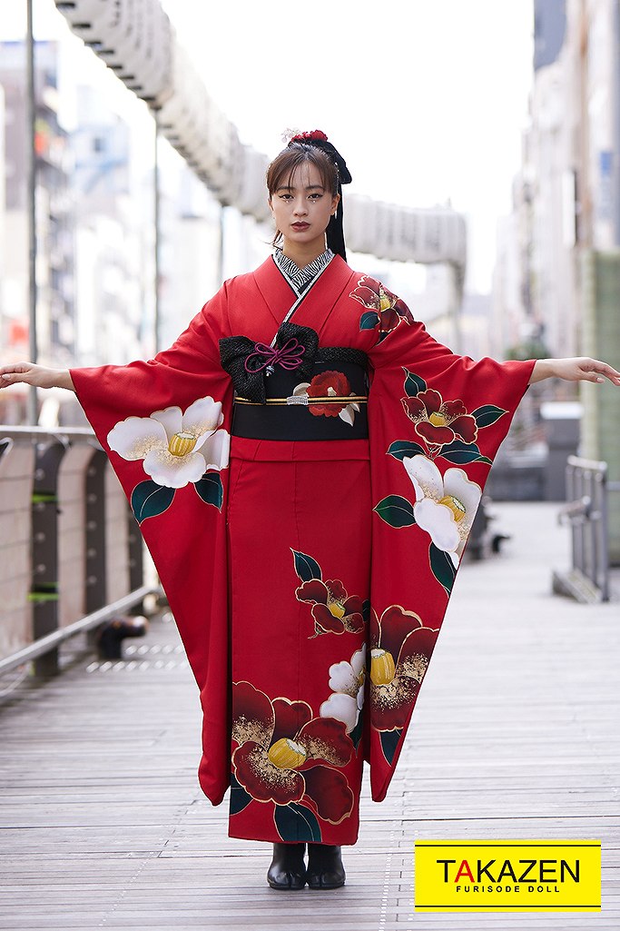 着物 成人式 振袖 帯セット 赤 振袖+帯】正絹 振袖 豪華金駒 赤