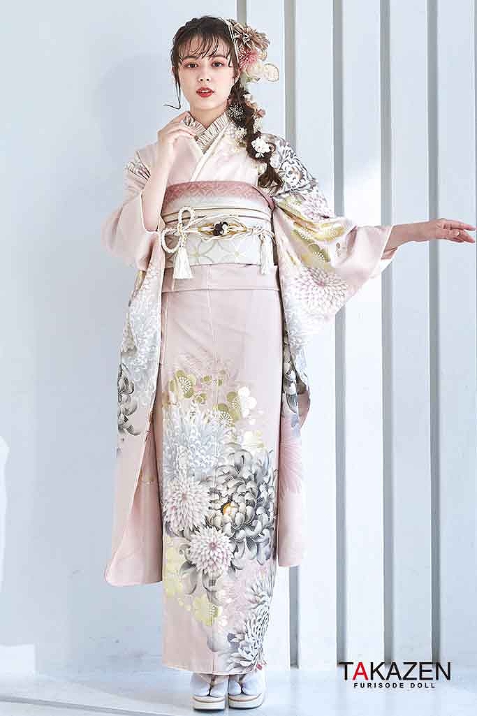 くすみカラー古典 薄ピンク/淡い色/パステルカラー 乱菊柄/古典柄 綺麗