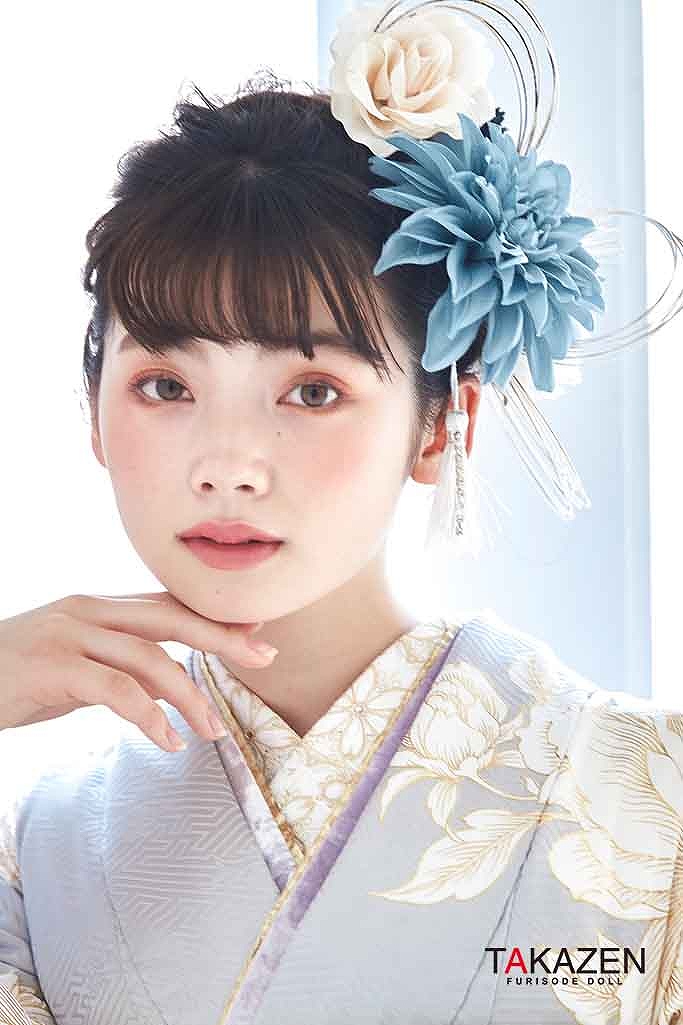 くすみカラー古典 くすみブルー(水色)/アイスブルー/淡色 牡丹柄 大人