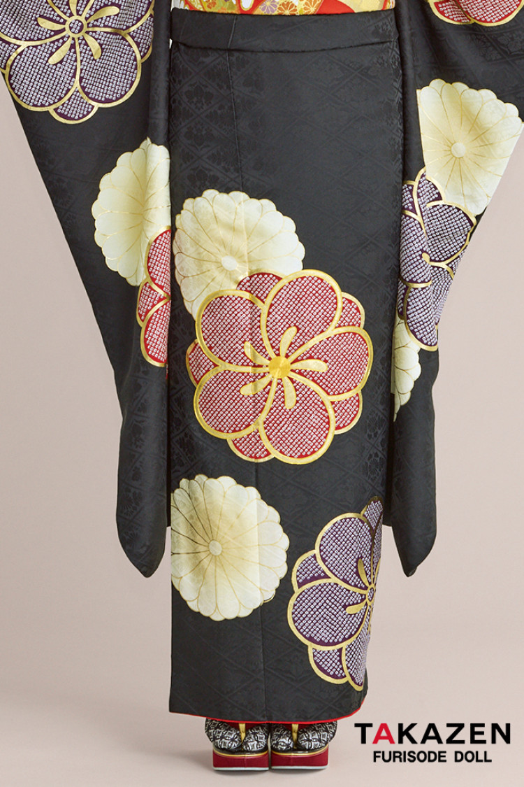 正統派古典 黒/赤/紫 ねじり梅柄/すっきり柄 シンプル 絞り風 シック