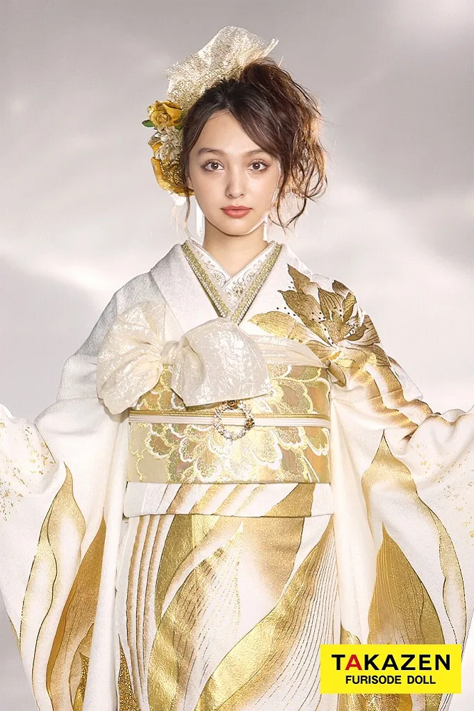 507zu41☆鈴乃屋 振袖 シンプル 金彩 裄長め 牡丹 黄色☆成人式 結婚式