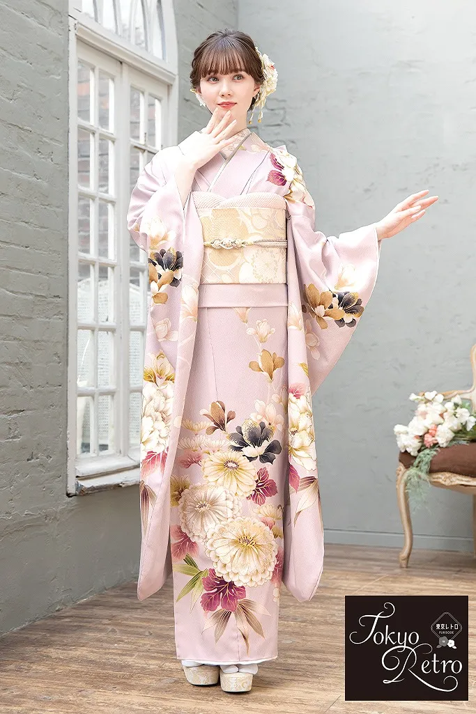 東京レトロ 薄ピンク 菊柄 シンプル 正統派古典 かわいい きれいめ