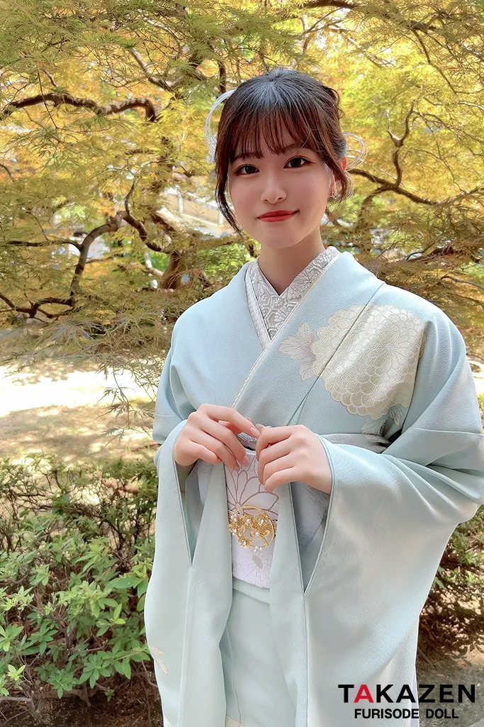 くすみカラー古典 水色/ミスティブルー 菊柄 シンプル スッキリ 大人っ