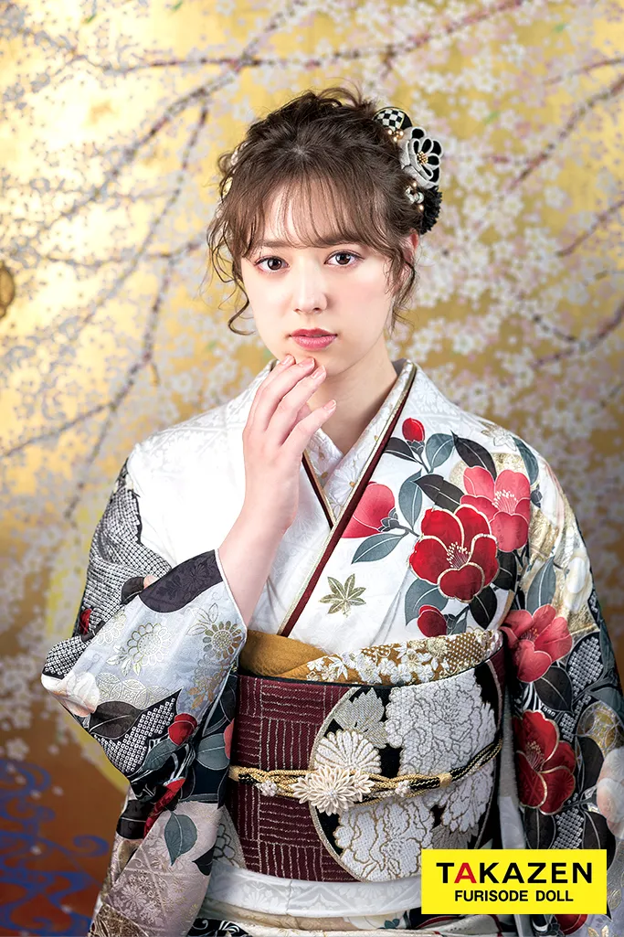 正統派古典 白/エンジ/白地 梅柄 清楚 上品 大人っぽい【通販可】K915