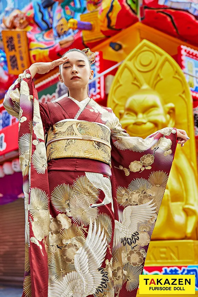 ヴィンテージスタイル エンジ/金 鶴柄/針松 かっこいい ストリート調