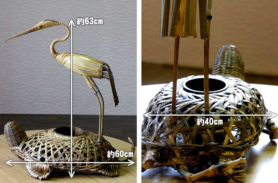 一点限り】 亀井竹芸作 鶴亀（大） | 虎斑竹専門店 竹虎