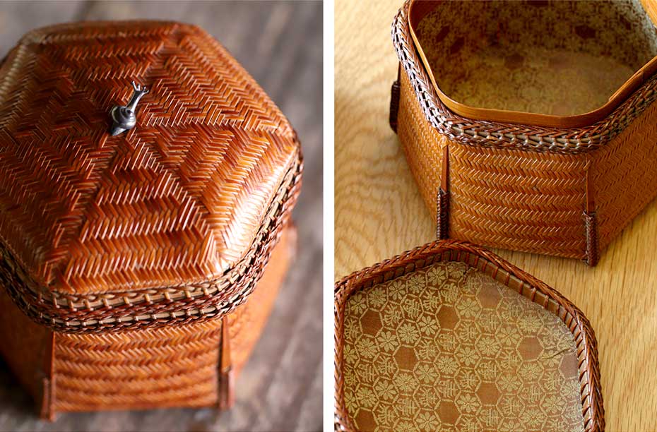 一点限り】 渡辺竹清作 六角宝石箱 カタツムリ | 虎斑竹専門店 竹虎