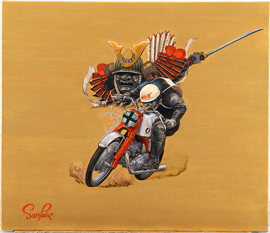 絵画 一点物 油絵 バイク F40 micchan作 絵画 一点物 油絵 バイク F40