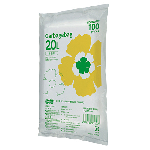 たのめーる】TANOSEE ゴミ袋エコノミー 半透明 20L 1パック(100枚)の通販