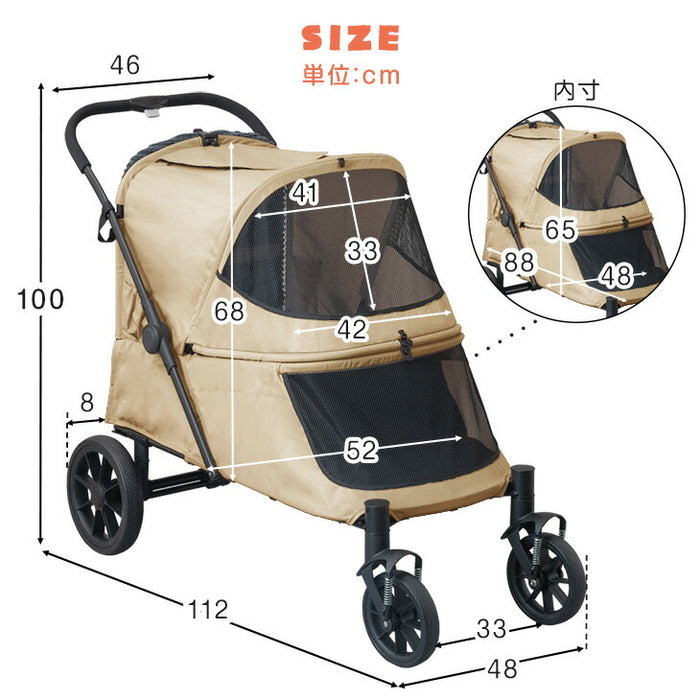 スロープ付き ペットカート 大型犬対応 耐荷重60kg 折り畳み 洗える座