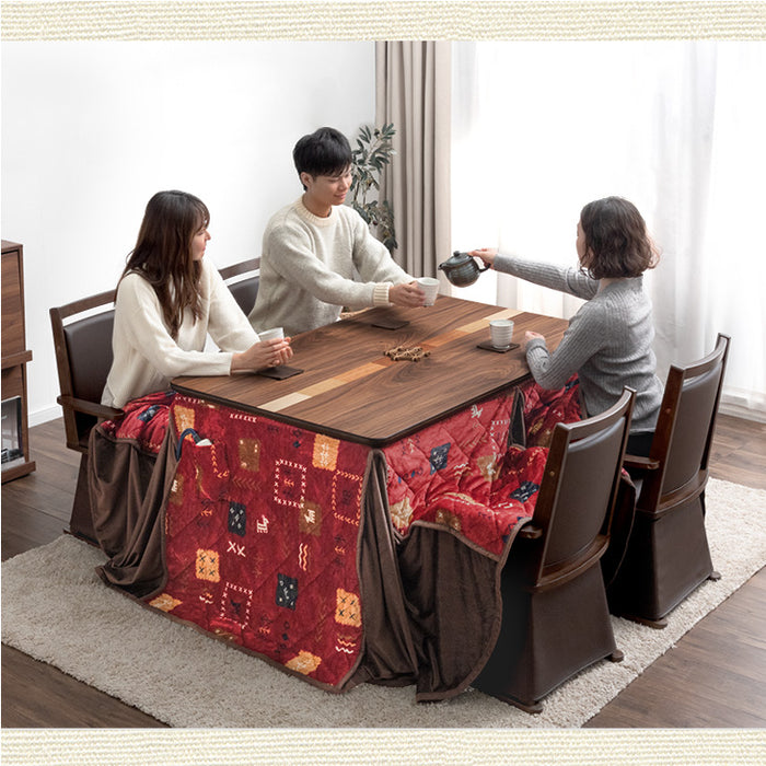 6点セット］ダイニングこたつセット 4人掛け 回転式チェア4脚 掛け布団