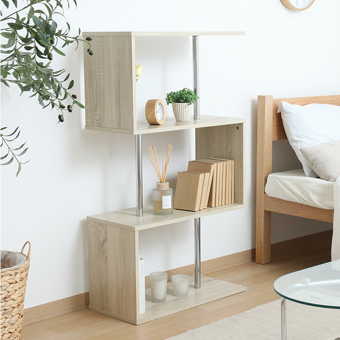 3段 オープンラック 木製 スチール s字ラック シェルフ ディスプレイ