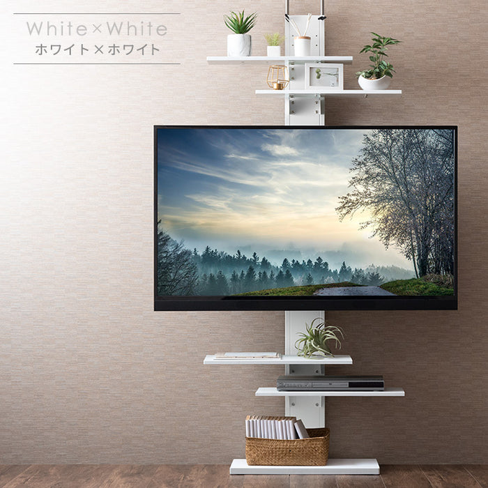 棚板4枚］[32～65インチ対応] 突っ張り式 テレビスタンド 上下左右首