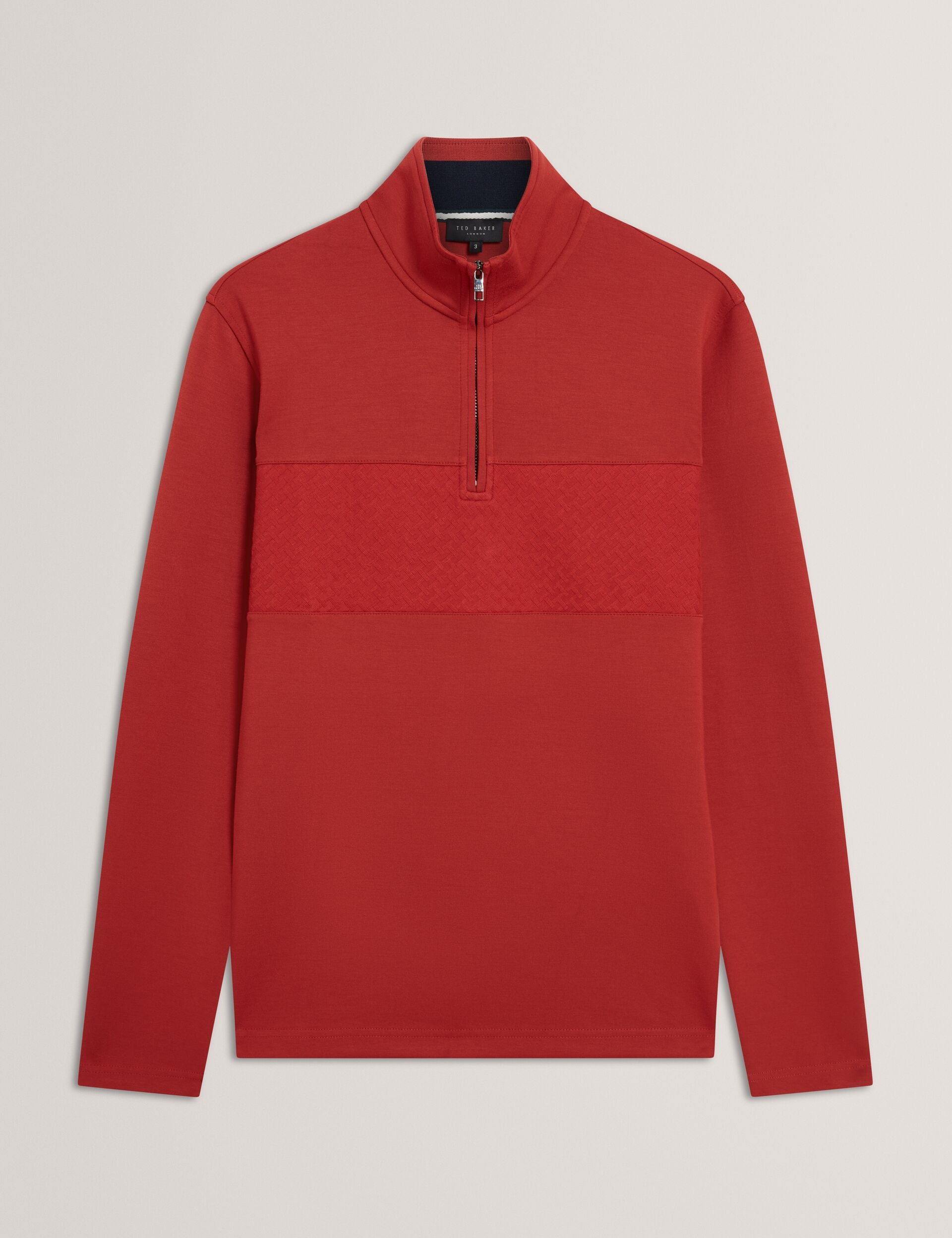 Dk-orange Textured Panel Half-zip Modal Sweatshirt | Simonea | Ted