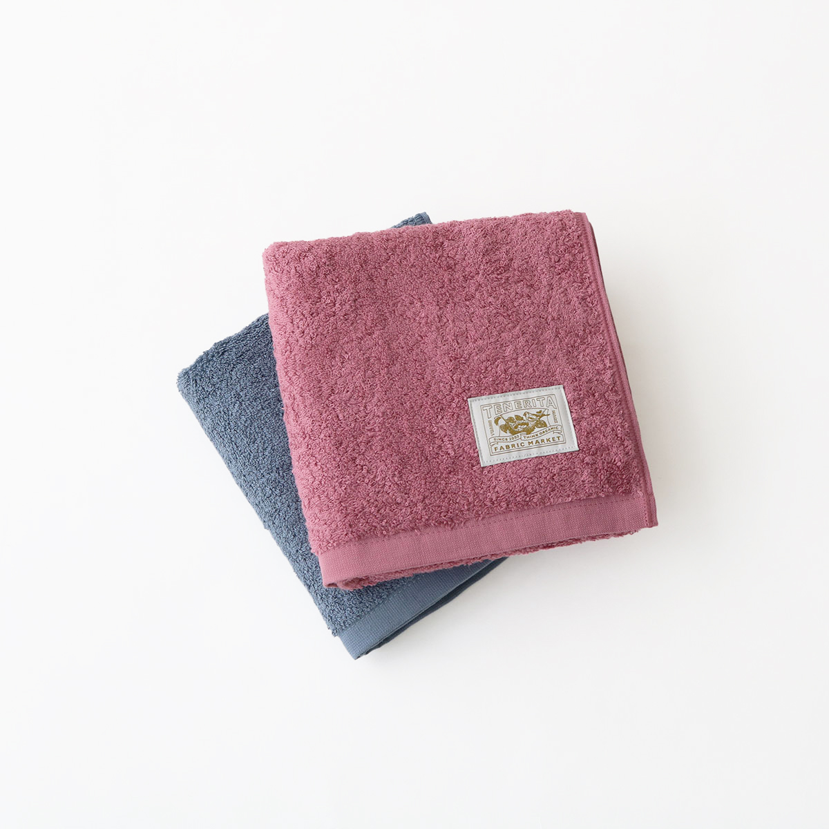 超甘撚りフェイスタオル2枚セット(ブルーグレー・ローズ)(FREE