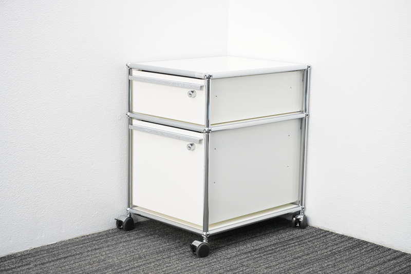 USMハラー ロールボーイ 2段ワゴン 鍵付 ホワイト W395 D500 H605 USM