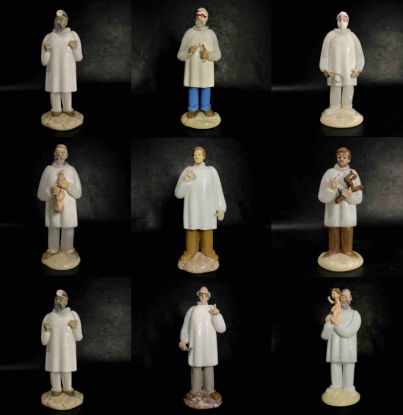 ボヘミアガラス BOHEMIA ドクター 人形 4体 箱付 医者 医師 置物