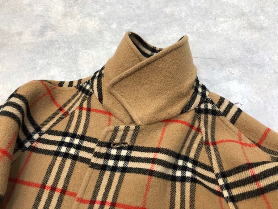 90sバーバリーBurberrys'ノバチェックリバーシブルウールミドルコートM