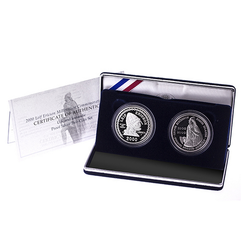 2000 Proof Leif Ericson Silver Dollar Set OGP | TCV