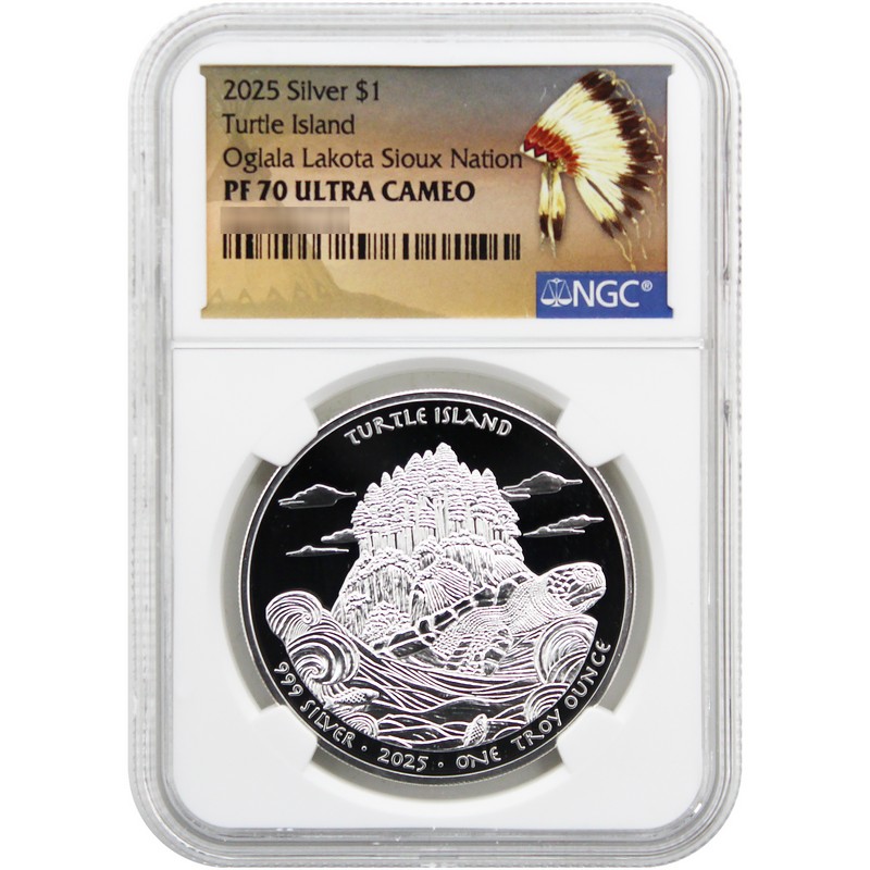 2025 $1 PF 1oz Silver Turtle Island NGC PF70 UC NA Label | The