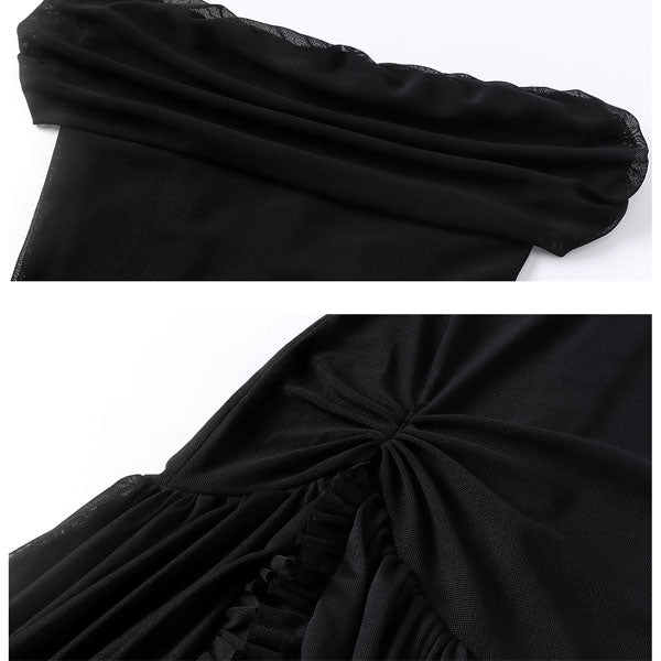 Diana Black Sheer Off-Shoulder High Slit Maxi Dress – The