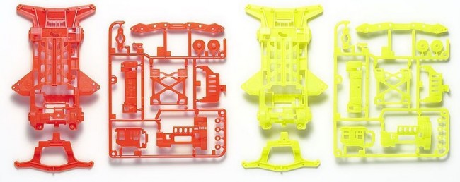 ミニ四駆 スーパーXX 蛍光カラーシャーシセット (オレンジ・イエロー