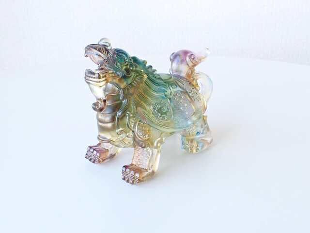 骨董 時代ガラス 希少 瑠璃色 乳白色 亀甲紋模様 フリル コンポート