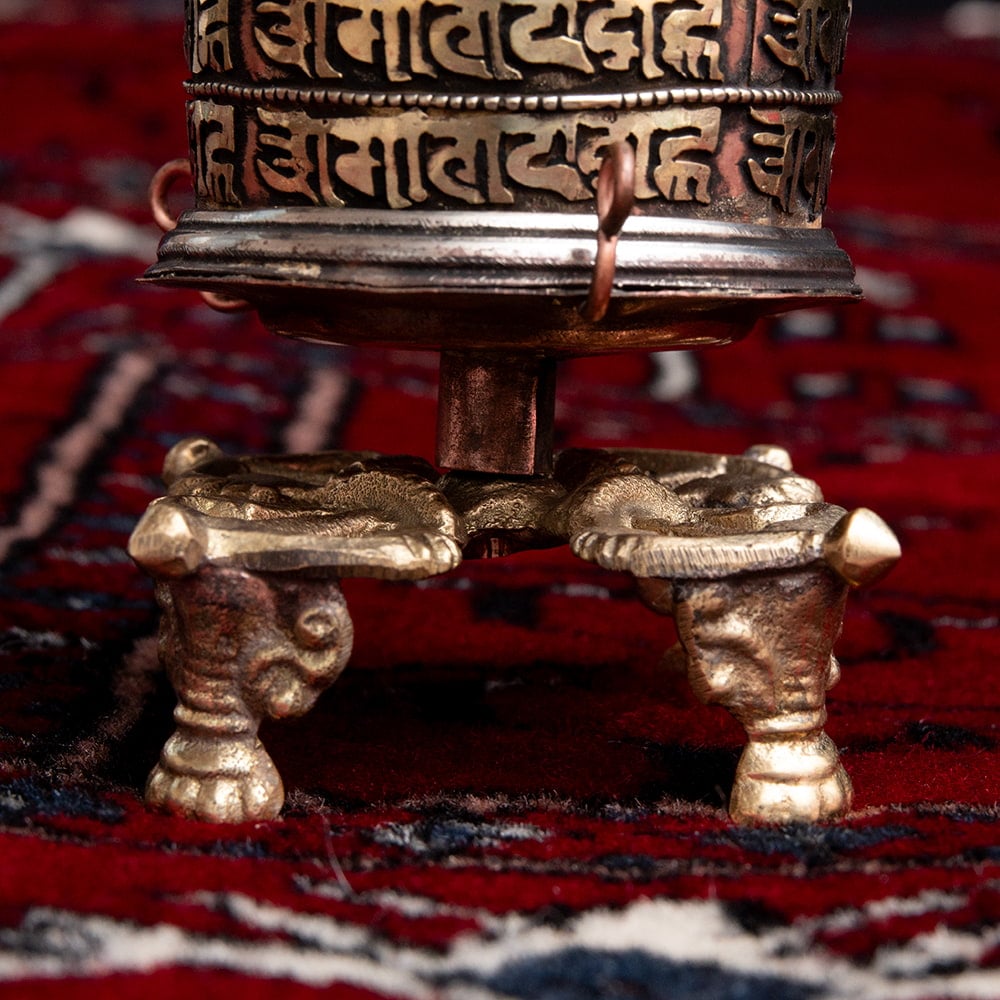 マニ車 チベット 宗教用品 卓上マニ車 大 高さ：約13cm 仏具 吉祥文様