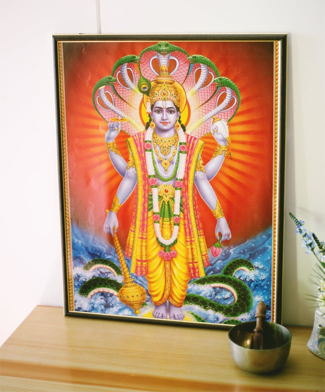 約71cm×約51cm〕大判インドのヒンドゥー神様ポスター - ダッタトレーヤ